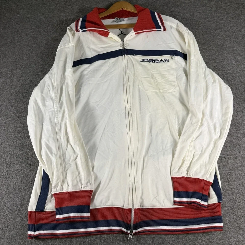 Jordan Jumpman Track Jacket White Red Blue Size XL Full Zip Basketball